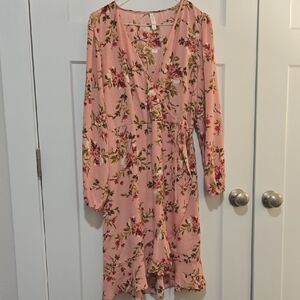 Xhilaration Pink Ruffled Long Sleeve Sundress